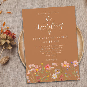 Invitation Boho Fall Fleur sauvage Terracotta Floral Mariage