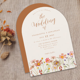 Invitation Boho Fall Fleur sauvage Terracotta Mariage