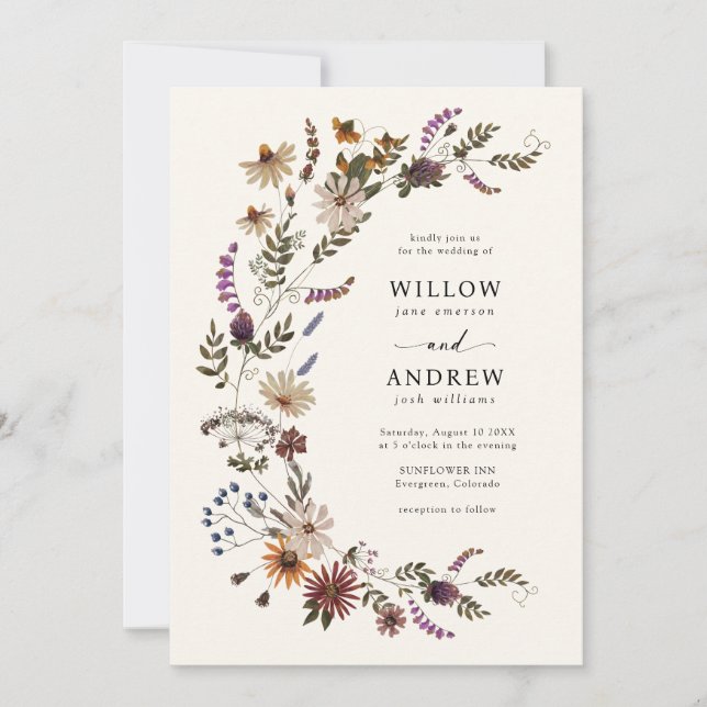 Invitation Boho Fall Floral Mariage (Devant)