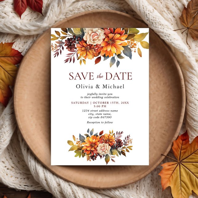 Invitation Boho Fall Floral Rustic Flowers Mariage (Créateur téléchargé)