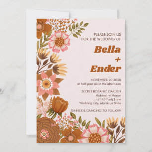 Invitation Boho Fall Flowers Terracotta Mariage