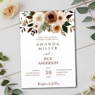 Invitation Boho Fall Flowers Terrain Terracotta Rust Mariage