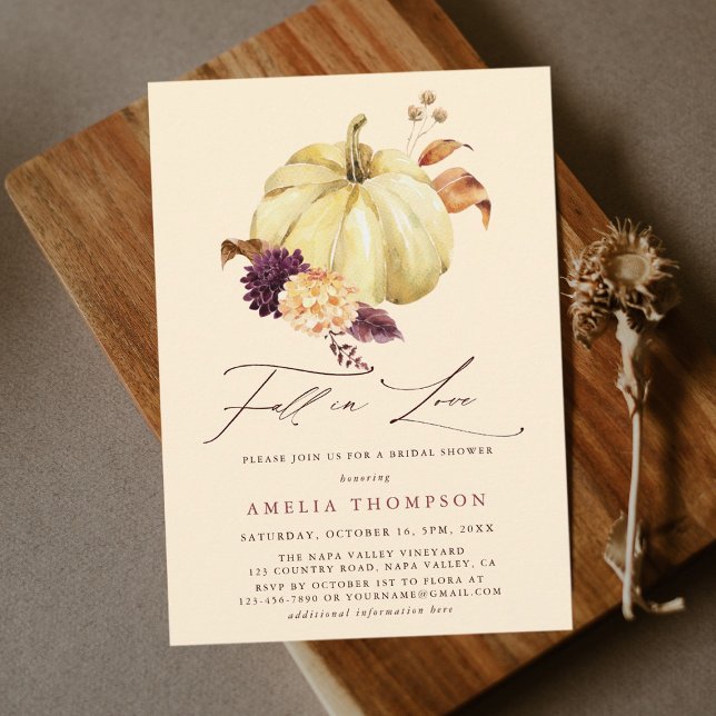 Invitation Boho Fall in Love Citrouille Bridal Shower Invitat (Créateur téléchargé)