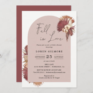 Invitation Boho Fall In Love Feuille séché Fête des mariées