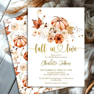 Invitation Boho Fall In Love Gold Cream Citrouille Fête des m