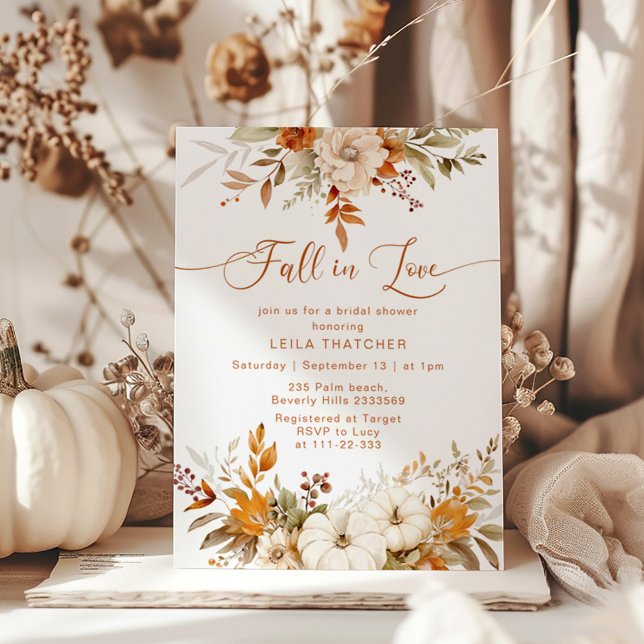 Invitation Boho Fall in Love terracotta automne nuptiale douc (Créateur téléchargé)