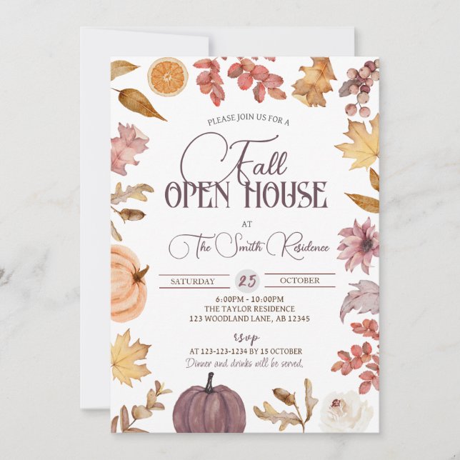 Invitation Boho Fall Open House, Réaltor Houclier (Devant)