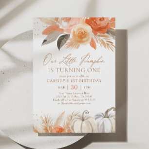 Invitation Boho Fall Pampas Grass Citrouille 1er anniversaire
