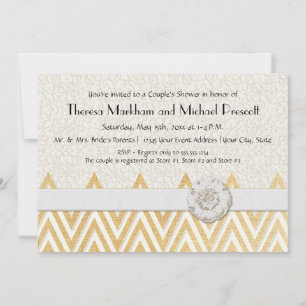 Invitation BOHO Faux Burlap n Lace cHEVRON style moderne mod