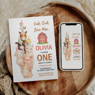 Invitation Boho Ferme Animal 1er Anniversaire Douce Grange