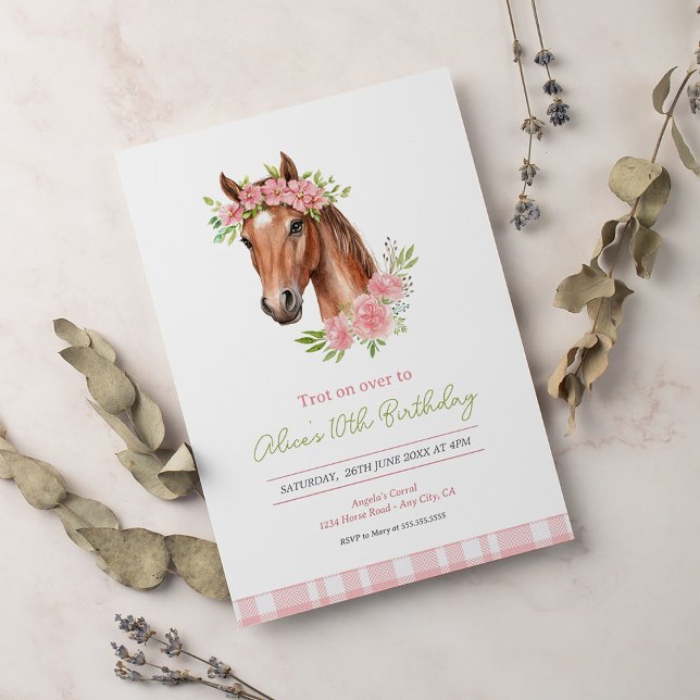 Invitation Boho fête d'anniversaire avec Garland Horse (Créateur téléchargé)