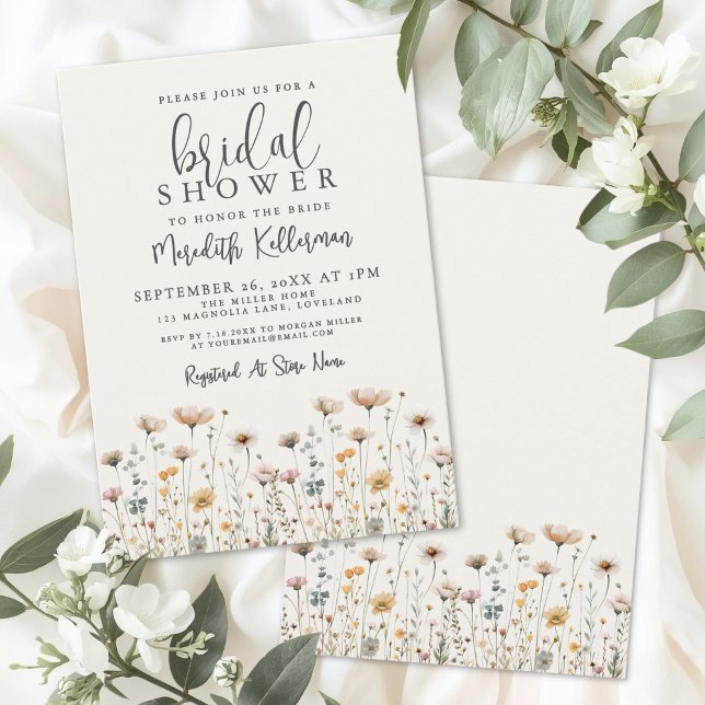 Invitation Boho Fête de Mariée aux Fleurs Sauvages (Boho Wildflower Bridal Shower Invitation)