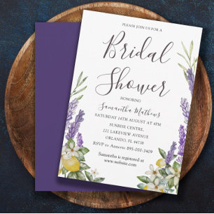 Invitation Boho Fête des mariées Lemon & Lavender Foliage Inv