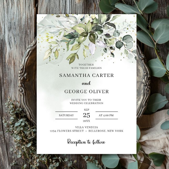 Invitation Boho feuille vert eucalyptus personnalisé (Greenery leaves boho eucalyptus personalized invitation)