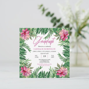 Invitation Boho Feuilles Vertes Fête de Remise de Diplômes