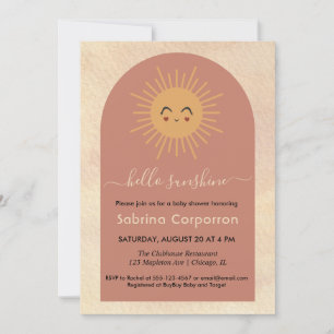 Invitation Boho fille minimaliste Bonjour Sunshine baby showe