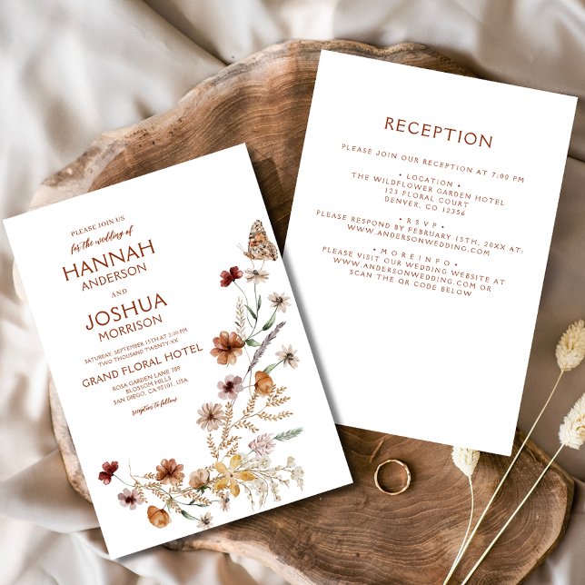Invitation Boho Fleur de Champ Tout en Un Jardin de Mariage (Créateur téléchargé)