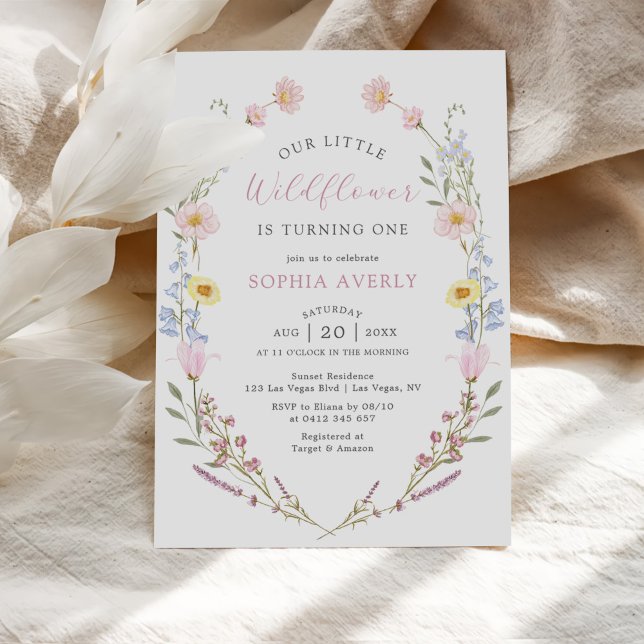 Invitation Boho Fleur sauvage 1er Jardin d'anniversaire (Créateur téléchargé)