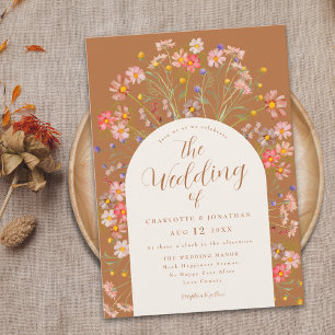 Invitation Boho Fleur sauvage Automne Arch Mariage Terracotta