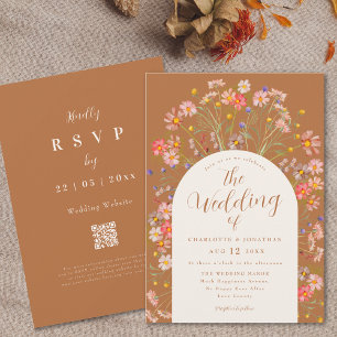 Invitation Boho Fleur sauvage Automne Arch Mariage Terracotta