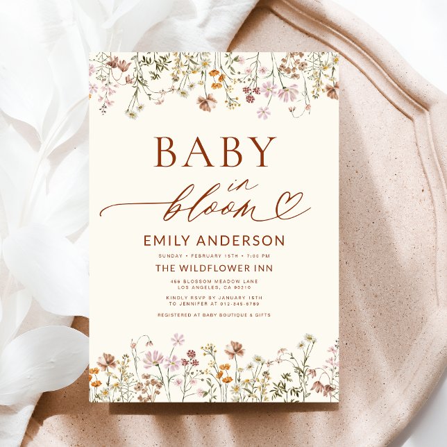 Invitation Boho Fleur sauvage Baby in Bloom Baby shower (Créateur téléchargé)