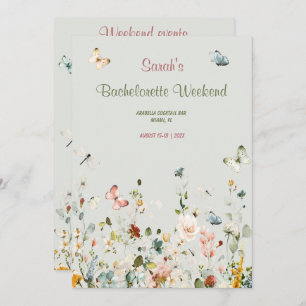 Invitation Boho Fleur sauvage Bachelorette Itinéraire Modèle