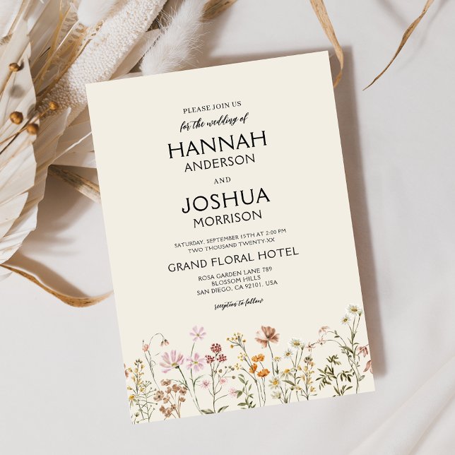 Invitation Boho Fleur sauvage Beige Garden Mariage (Créateur téléchargé)