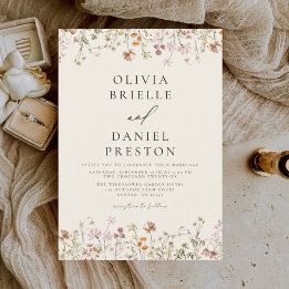 Invitation Boho Fleur sauvage Beige Garden Mariage