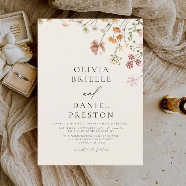 Invitation Boho Fleur sauvage Beige Garden Mariage (Créateur téléchargé)