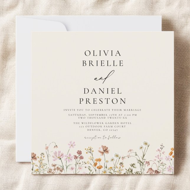 Invitation Boho Fleur sauvage Beige Garden Mariage (Créateur téléchargé)