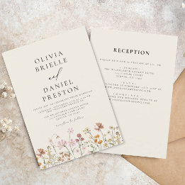 Invitation Boho Fleur sauvage Beige Tout en un mariage de jar