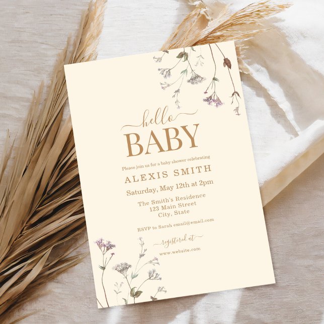 Invitation Boho Fleur sauvage botanique Baby shower floral (Créateur téléchargé)