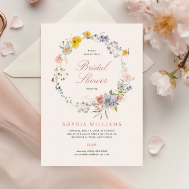 Invitation Boho Fleur sauvage Bridal Showeuse été (Créateur téléchargé)