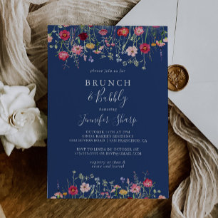 Invitation Boho Fleur sauvage Brunch et Bubbly Fête des marié