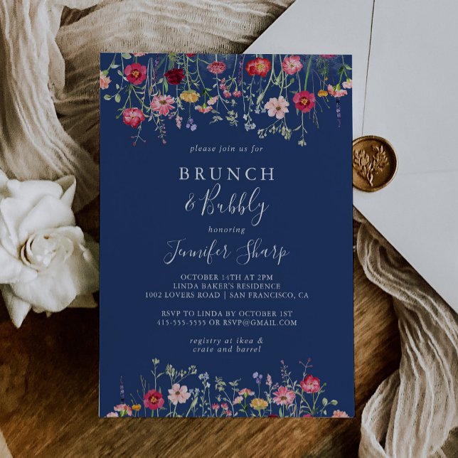 Invitation Boho Fleur sauvage Brunch et Bubbly Fête des marié (Créateur téléchargé)