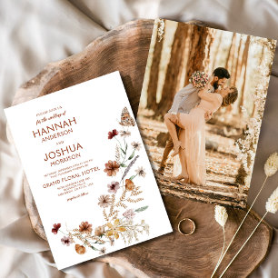Invitation Boho Fleur sauvage Butterfly Photo Jardin Mariage