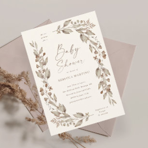Invitation Boho Fleur sauvage Élégant Baby shower Floral