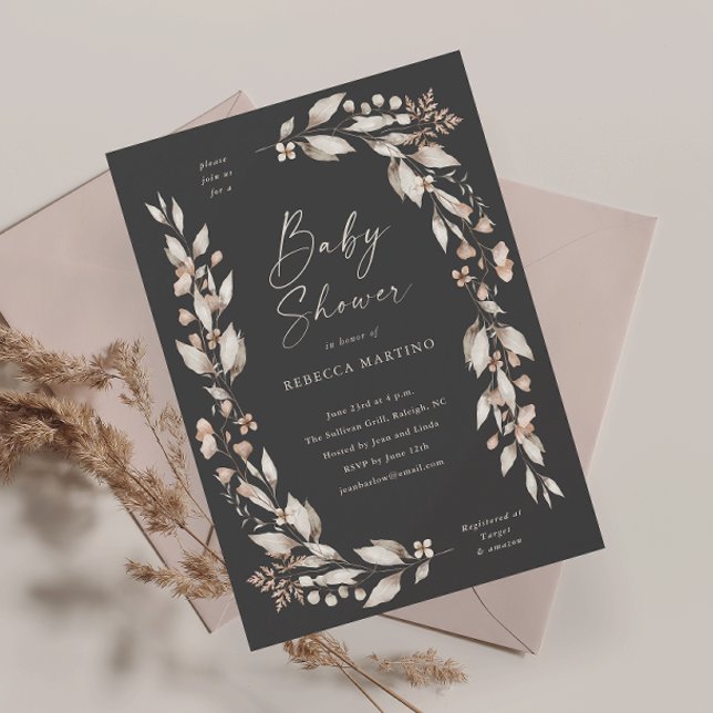 Invitation Boho Fleur sauvage Élégant Baby shower Floral (Boho wildflower elegant floral baby shower invitation.)