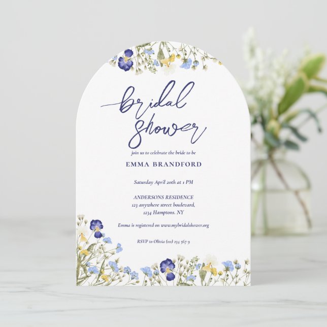 Invitation Boho Fleur sauvage Elegant Fête des mariées (Debout devant)