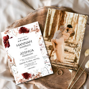 Invitation Boho Fleur sauvage Fall Photo Mariage Instagram