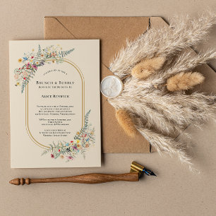 Invitation Boho Fleur sauvage Fern Beige Bridal Brunch