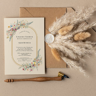 Invitation Boho Fleur sauvage Fern Beige Lingerie Douche