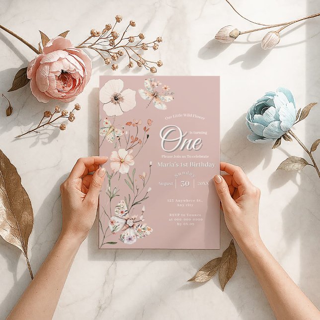 Invitation Boho Fleur sauvage Floral Baby Anniversaire (Créateur téléchargé)