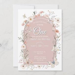 Invitation Boho Fleur sauvage Floral Baby Anniversaire