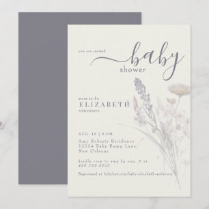 Invitation Boho Fleur sauvage Floral Cream Baby shower