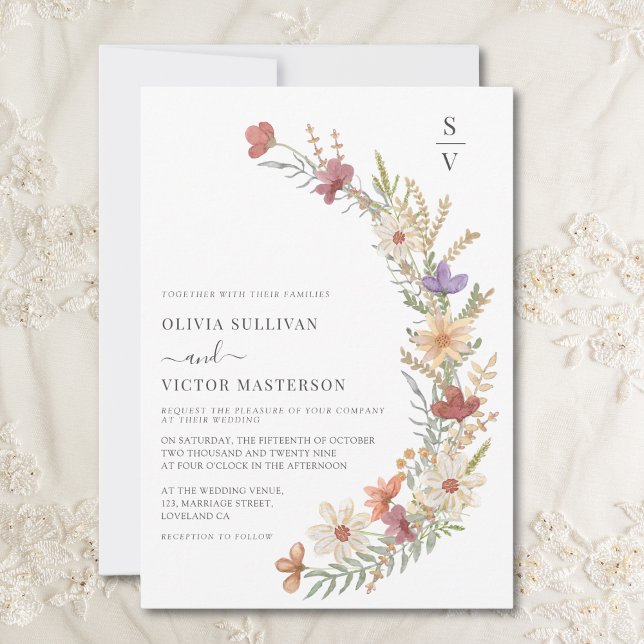 Invitation Boho Fleur sauvage Floral Mariage (Créateur téléchargé)