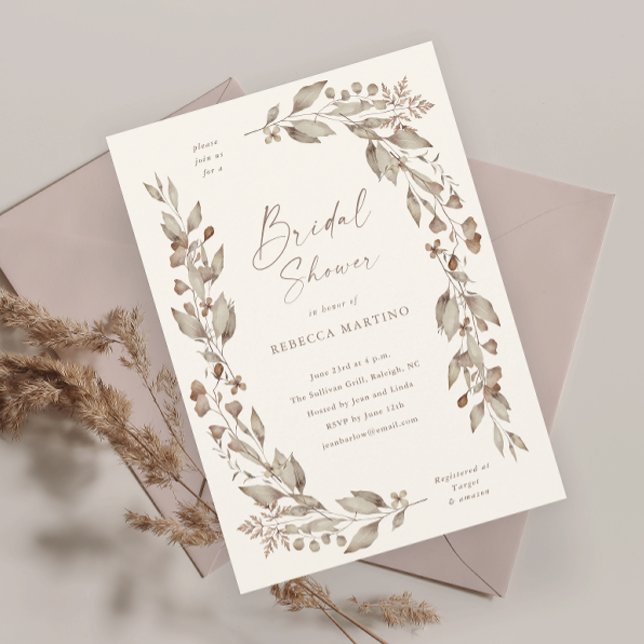 Invitation Boho Fleur sauvage Floral Mariage Fête des mariées (Boho wildflower floral elegant ivory wedding bridal shower invitation.)