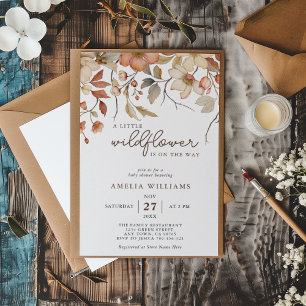 Invitation Boho Fleur Sauvage Florale Baby Shower en Route