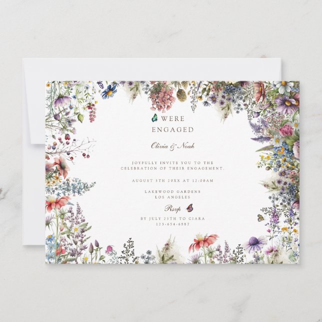 Invitation Boho Fleur sauvage Garden Engagement Party Invitat (Devant)