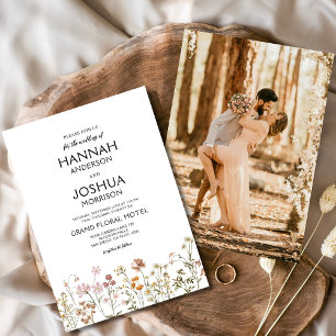 Invitation Boho Fleur sauvage Garden Photo Instagram Mariage